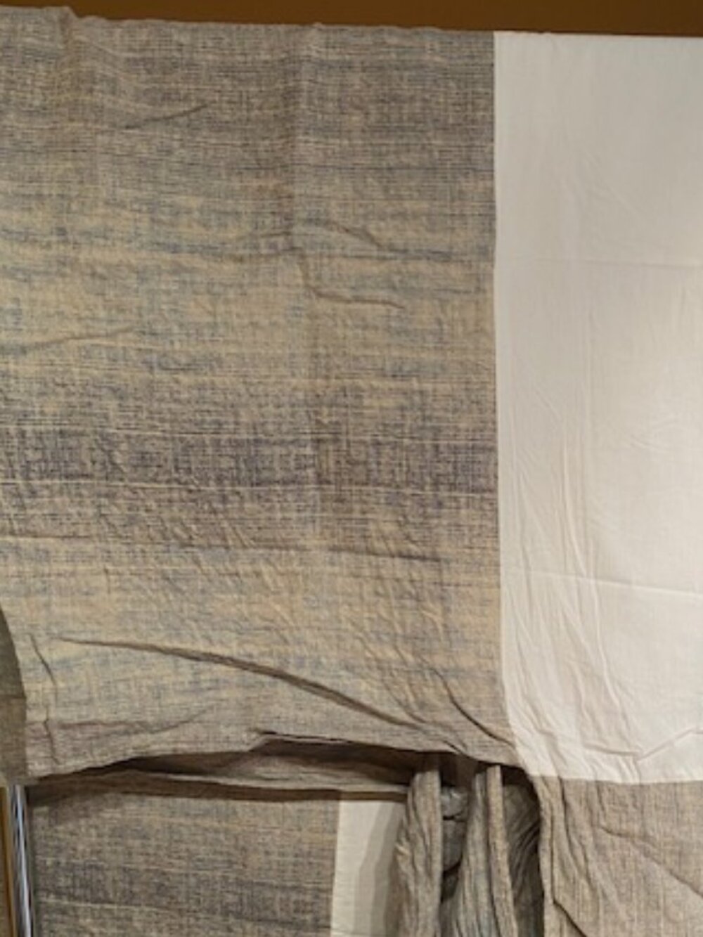 Eileen Fisher Home DBL textured gray linen bed skirt ever so gently used &clean